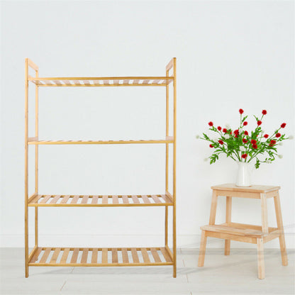 Bamboo 4 Tier Shelving Unit Kitchen Bedroom Bookshelf - Image 6
