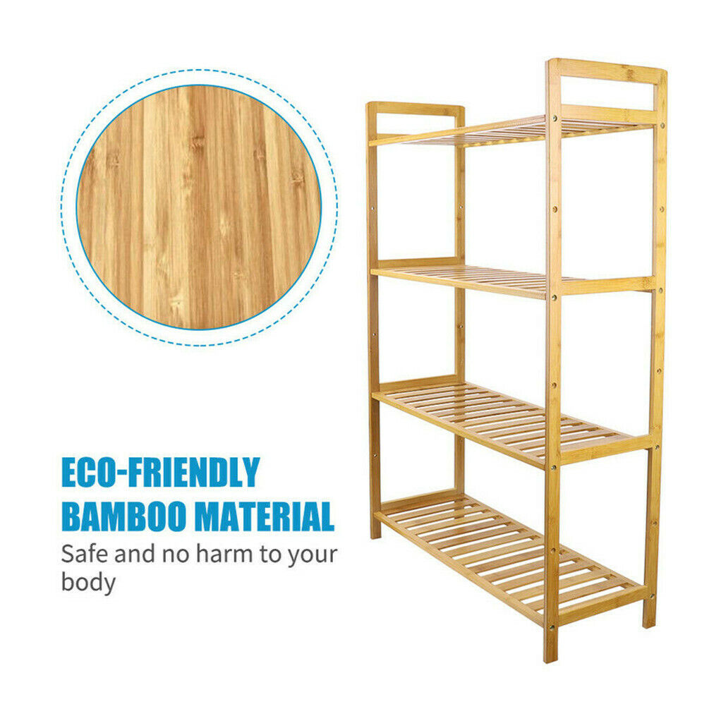 Bamboo 4 Tier Shelving Unit Kitchen Bedroom Bookshelf - Image 7