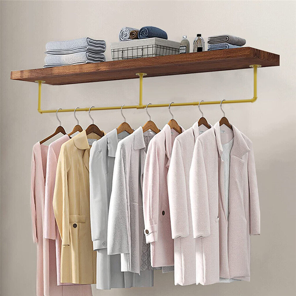 Vintage Iron Clothes Rail Gold Wall Mounted Garment Rack - Image 6