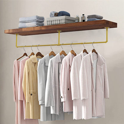 Vintage Iron Clothes Rail Gold Wall Mounted Garment Rack - Image 6