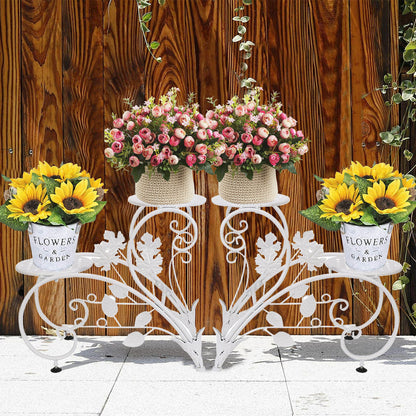 Set of 2 Plant Stand Wedding Garden Flower Shelf Rack - Image 6
