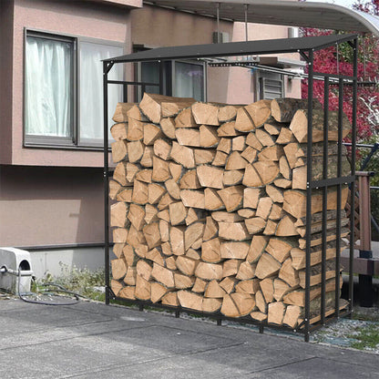 Metal Log Storage Shed Outdoor Firewood Rack Holder - Image 4