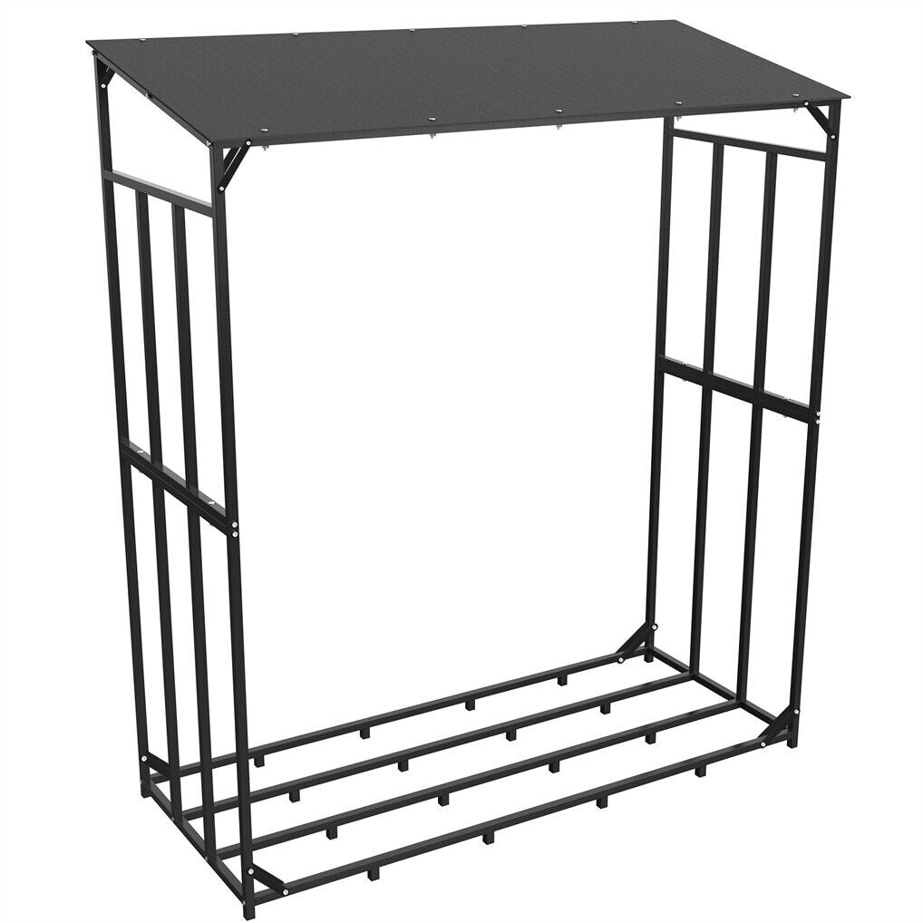 Metal Log Storage Shed Outdoor Firewood Rack Holder - Image 7