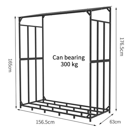 Metal Log Storage Shed Outdoor Firewood Rack Holder - Image 8