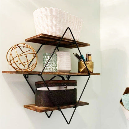 3 Tier Diamond Metal Floating Shelves Wall Mounted Display - Image 3