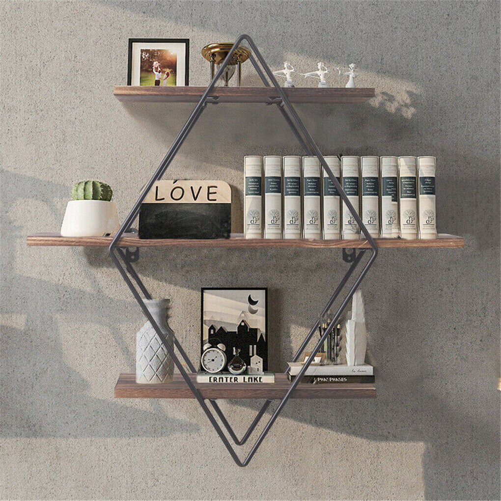 3 Tier Diamond Metal Floating Shelves Wall Mounted Display - Image 4