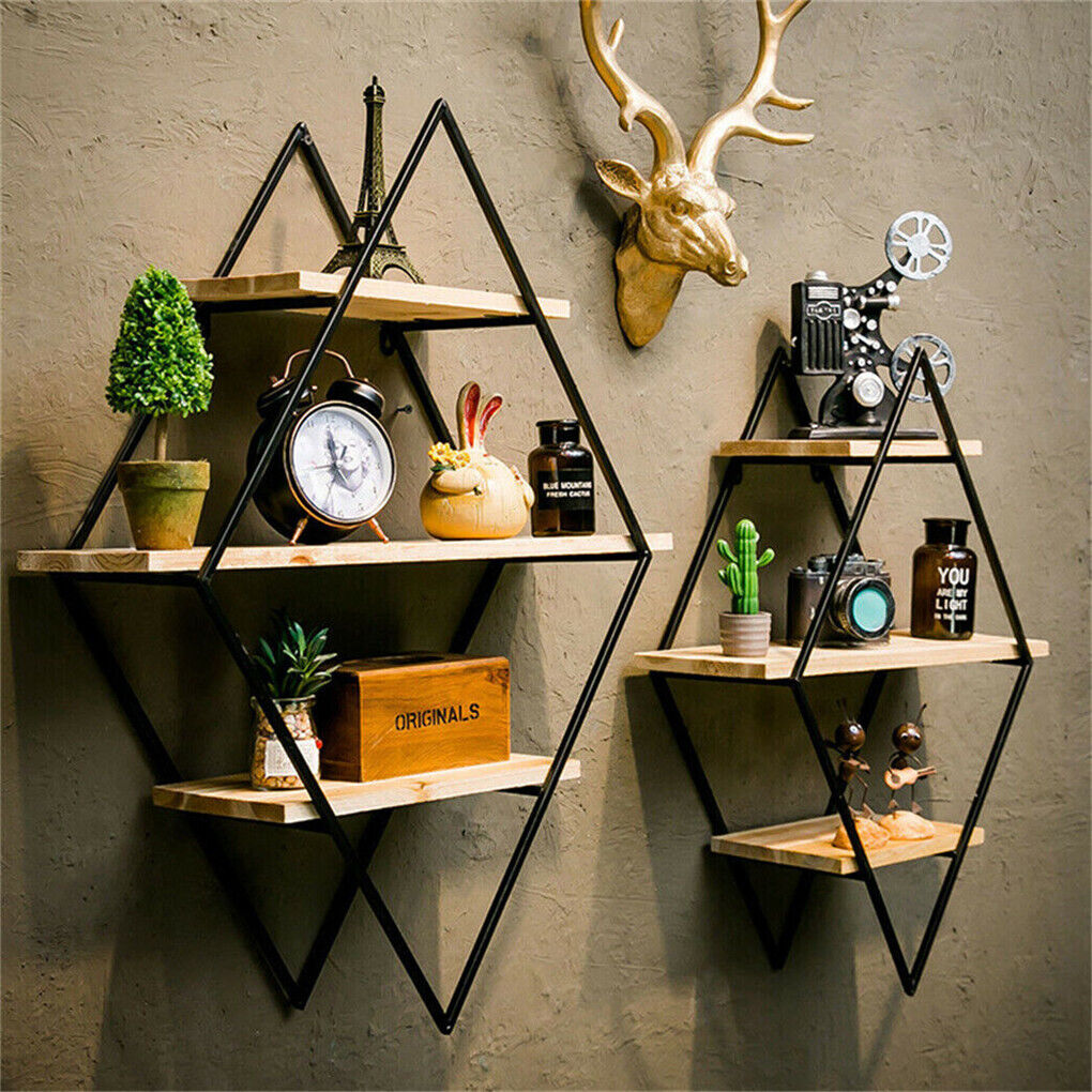 3 Tier Diamond Metal Floating Shelves Wall Mounted Display - Image 6