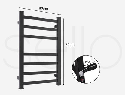 Aluminium Heated Towel Rail 7-Bar Electric Warmer Black - Image 9