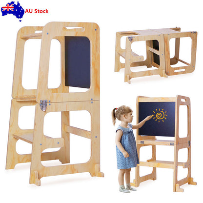 Wooden Toddler Step Stool Learning Tower Kitchen Safety - Image 2