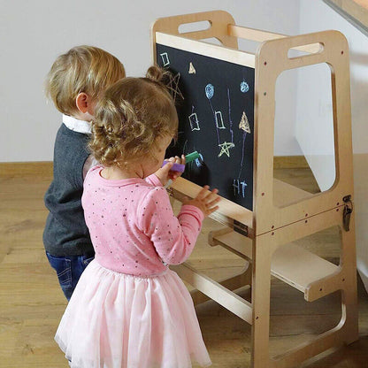 Wooden Toddler Step Stool Learning Tower Kitchen Safety - Image 3