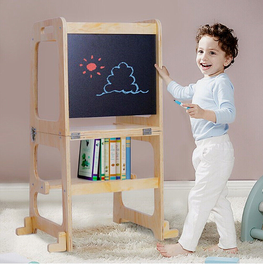 Wooden Toddler Step Stool Learning Tower Kitchen Safety - Image 5