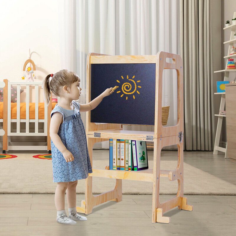 Wooden Toddler Step Stool Learning Tower Kitchen Safety - Image 6
