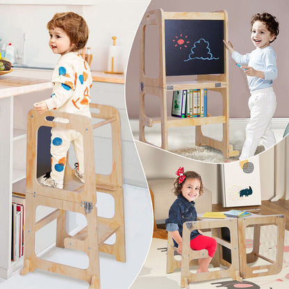 Wooden Toddler Step Stool Learning Tower Kitchen Safety - Image 8