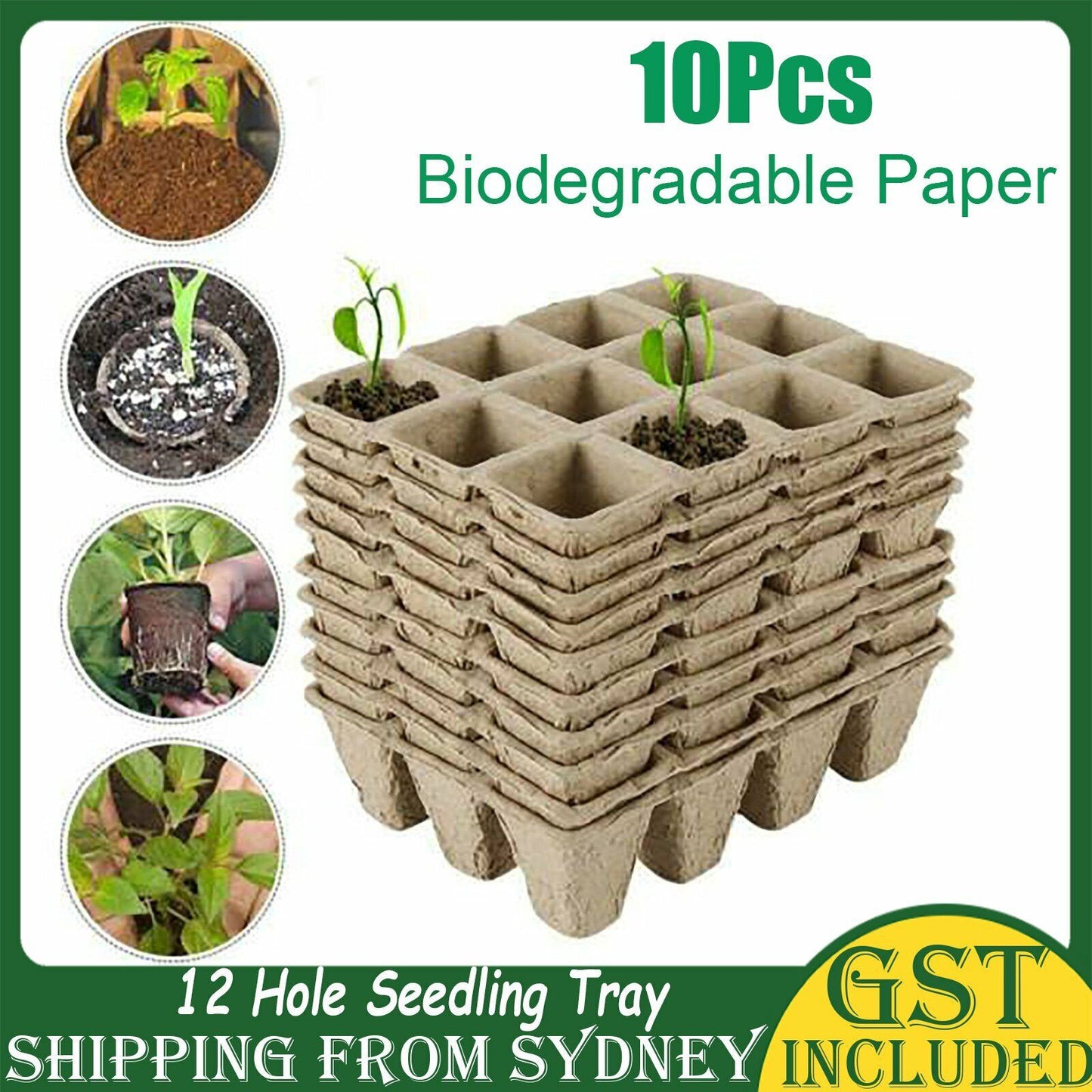 10pcs Biodegradable Seedling Trays 12-Hole Garden Starter - Image 2