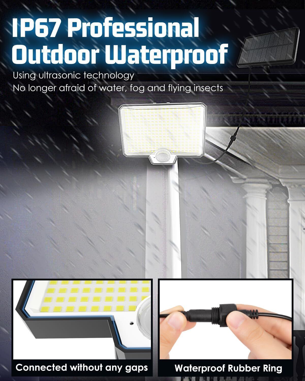 294 LED Solar Light Motion Sensor 6500K Black Outdoor Security Wall Flood Lamp - Image 5