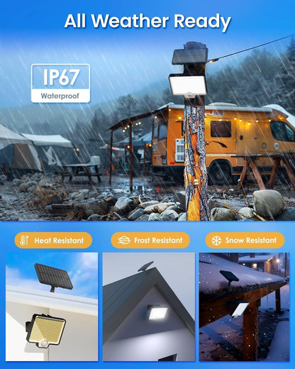 294 LED Solar Light Motion Sensor 6500K Black Outdoor Security Wall Flood Lamp - Image 7