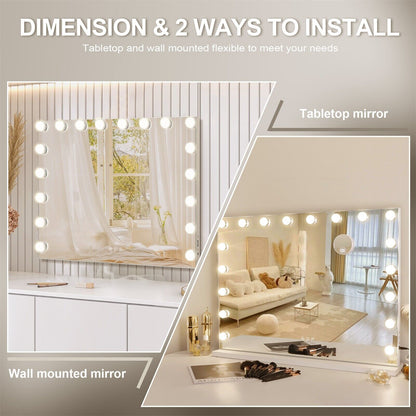 White Bluetooth Hollywood Mirror Rectangle Vanity Wall Light - Image 7