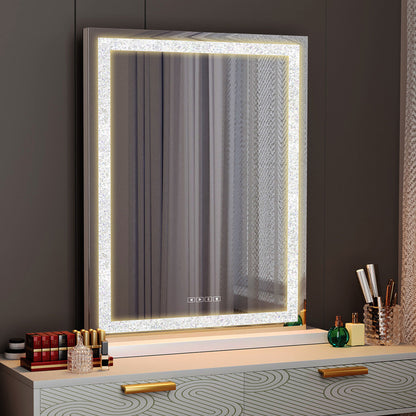 Crystal Vanity Mirror 80CM LED Bluetooth Magnifying - Image 2