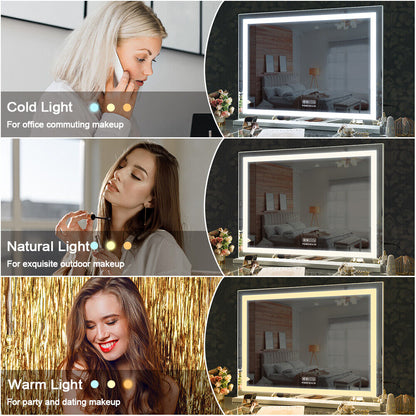 LED Makeup Mirror Bluetooth Touch Sensor Hollywood Vanity - Image 5