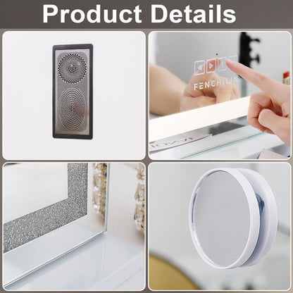 LED Makeup Mirror Bluetooth Touch Sensor Hollywood Vanity - Image 6