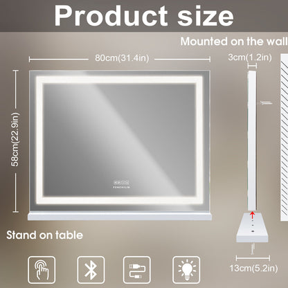LED Makeup Mirror Bluetooth Touch Sensor Hollywood Vanity - Image 7