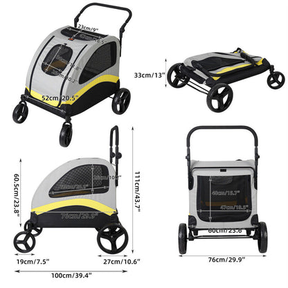 Dog Stroller Large Foldable Pet Travel Cart - Image 2