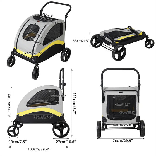 Dog Stroller Large Foldable Pet Travel Cart - Image 2