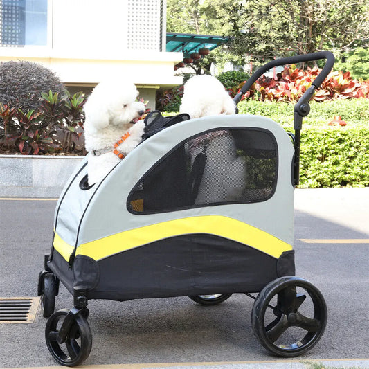 Dog Stroller w/ Divider, Foldable Pet Cart - Image 2