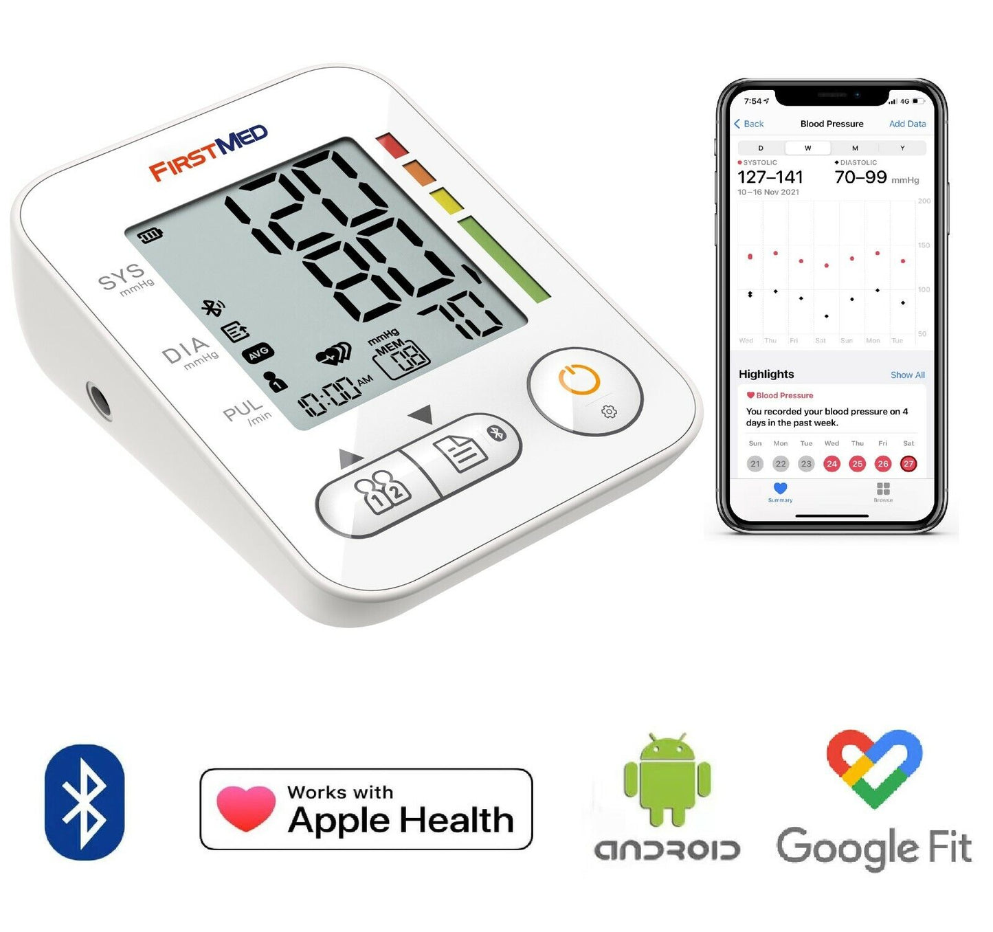 Bluetooth Blood Pressure Monitor, Auto Digital, 22-32cm Cuff - Image 2