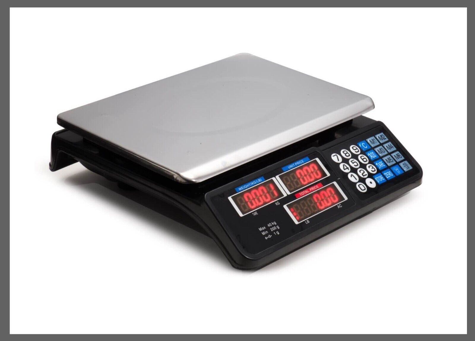 Digital Kitchen Scale 40kg 1g Increment Electronic Black - Image 2