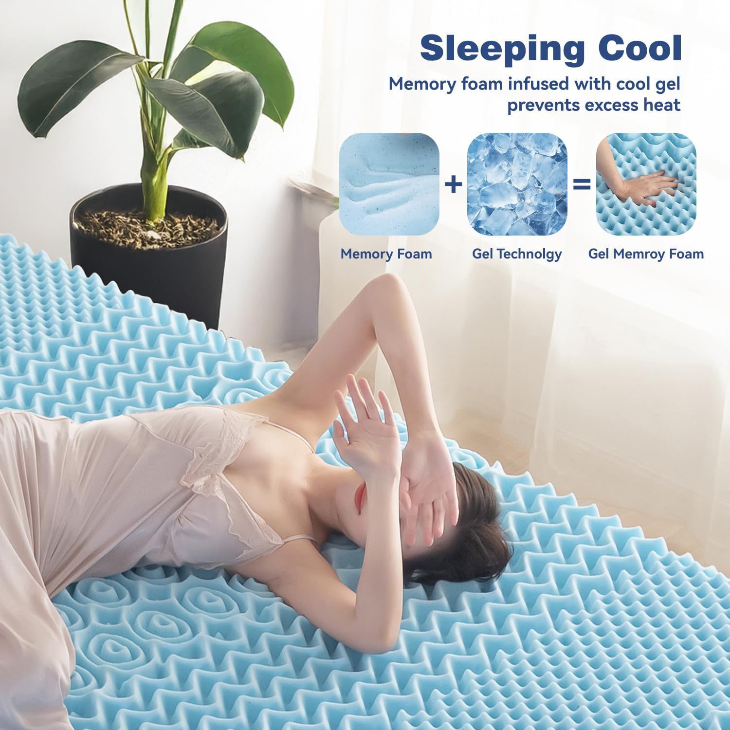 Double Bamboo Memory Foam Mattress Topper 7-Zone 8cm - Image 4