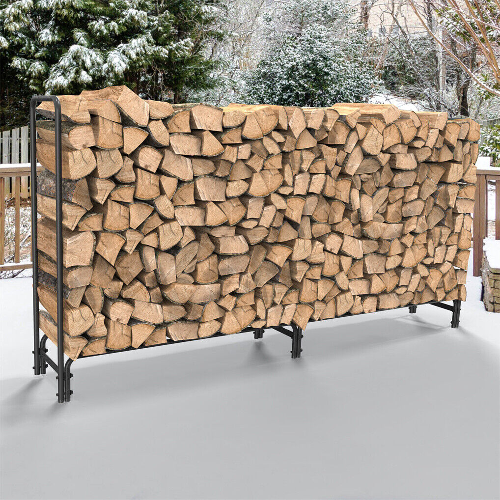 Metal Firewood Rack Log Storage Holder Heavy Duty - Image 3