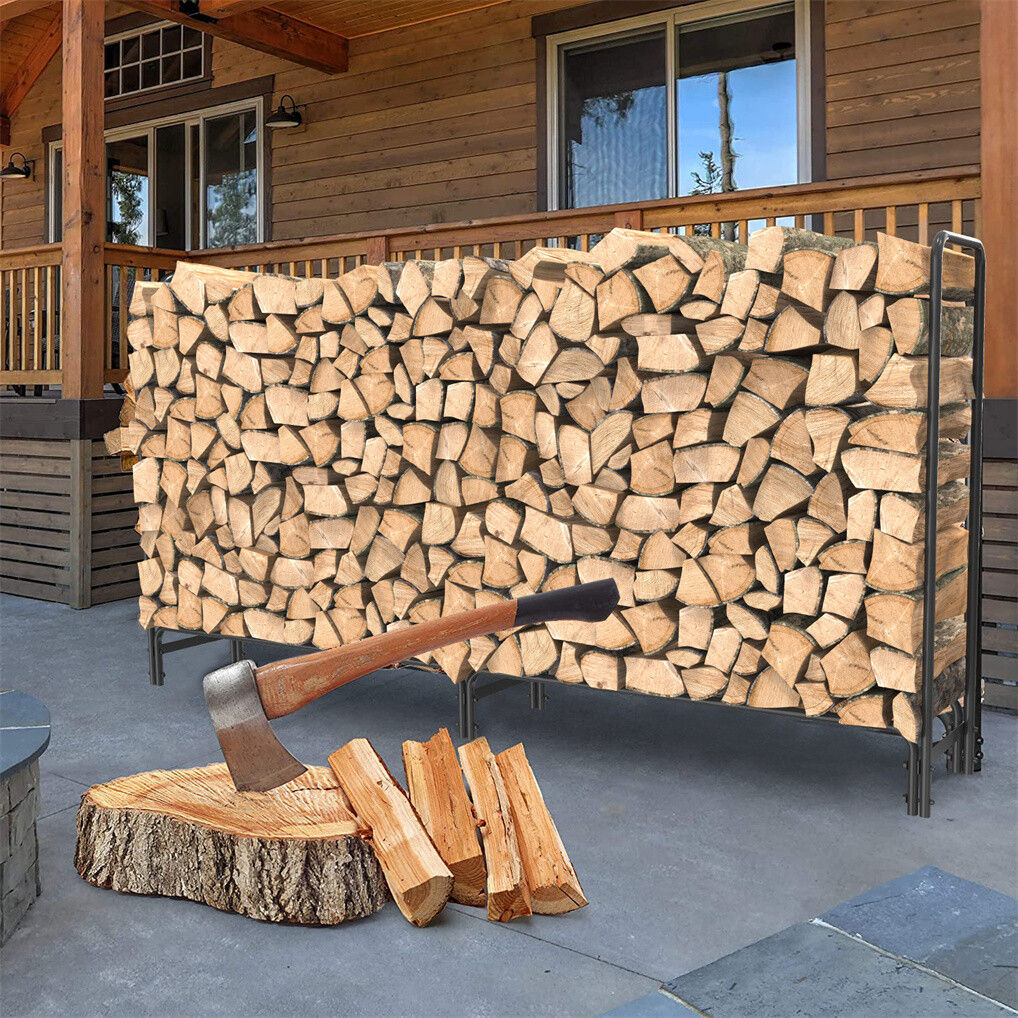 Metal Firewood Rack Log Storage Holder Heavy Duty - Image 4