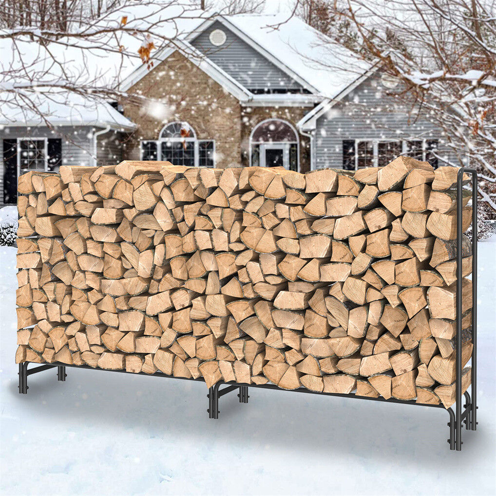 Metal Firewood Rack Log Storage Holder Heavy Duty - Image 9