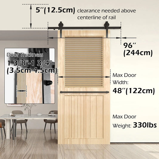 Sliding Barn Door Kit Heavy Duty Rust Resistant Single 2.44M - Image 2