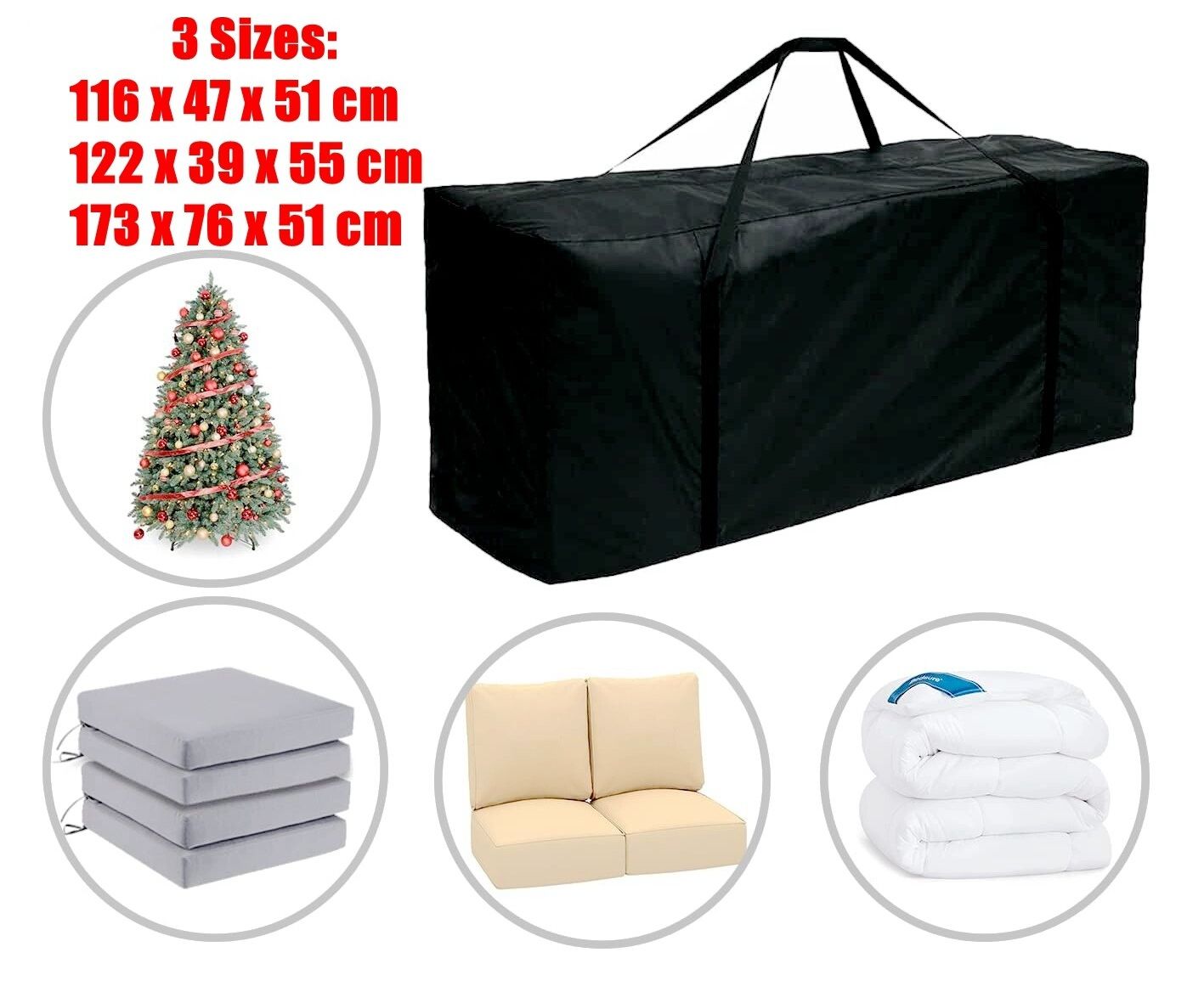 Extra Large Christmas Tree Storage Bag 173x76x51cm Waterproof - Image 4
