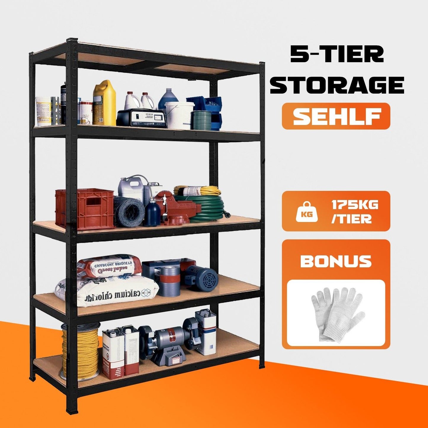 Heavy Duty Warehouse Shelving Rack Steel Garage Storage 180cm  - Image 2