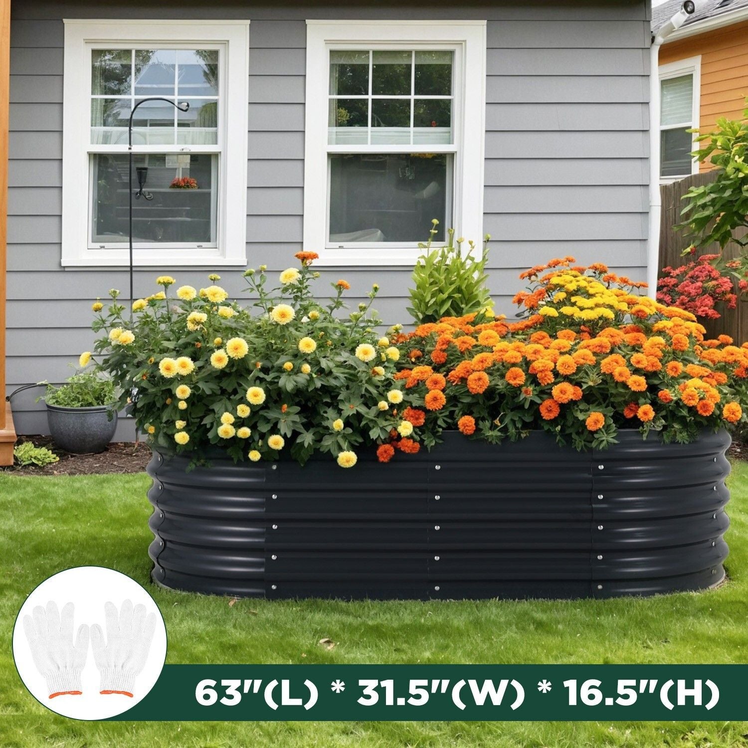 Oval Raised Garden Bed 160x80x42cm Galvanised Steel Planter - Image 2
