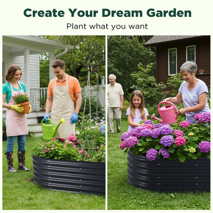 Oval Raised Garden Bed 160x80x42cm Galvanised Steel Planter - Image 3