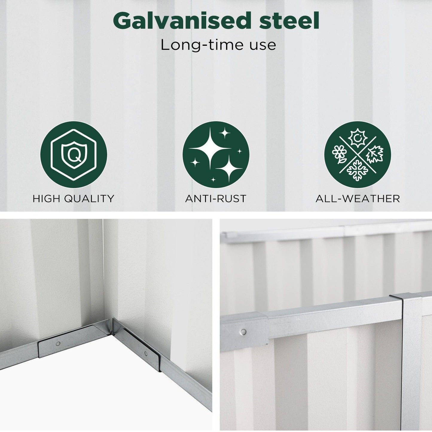 Galvanised Steel Raised Garden Rectangle Bed 160x80x42cm No-Screw Oval - Image 4