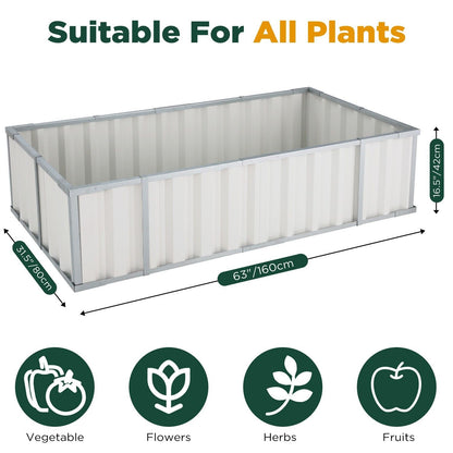 Galvanised Steel Raised Garden Rectangle Bed 160x80x42cm No-Screw Oval - Image 7