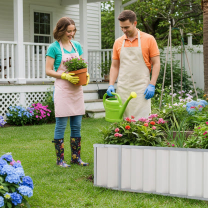 Galvanised Steel Raised Garden Rectangle Bed 160x80x42cm No-Screw Oval - Image 8