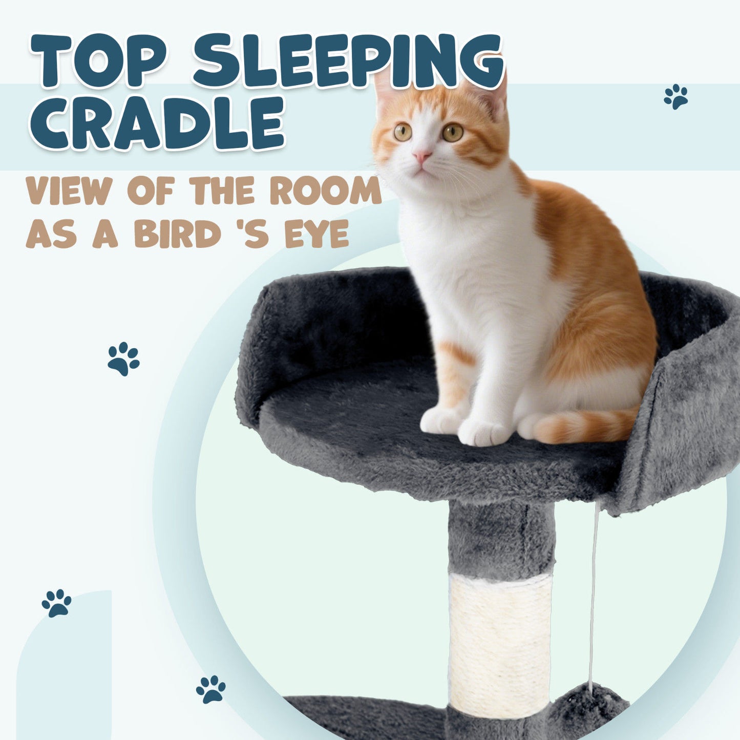 Cat Tower Tree Scratching Post Dark Grey Condo 112cm  - Image 4