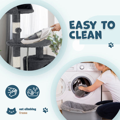 Cat Tower Tree Scratching Post Dark Grey Condo 112cm  - Image 6