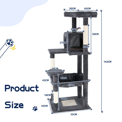 Cat Tower Tree Condo Scratching Post Dark Grey 142cm  - Image 2