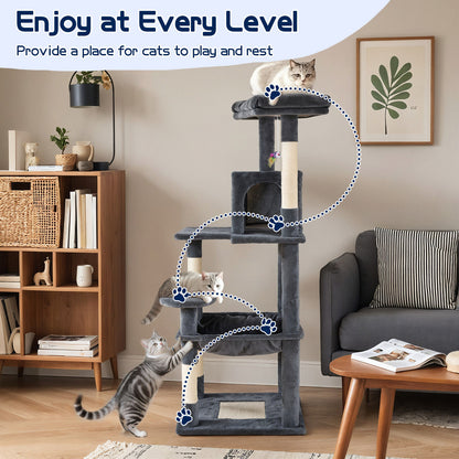 Cat Tower Tree Condo Scratching Post Dark Grey 142cm  - Image 3