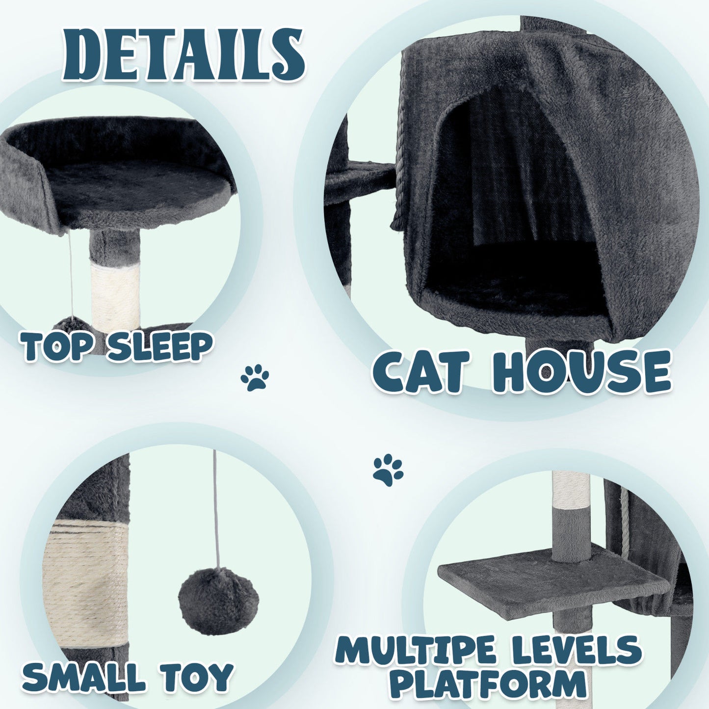 Cat Tower Tree Condo Scratching Post Dark Grey 142cm  - Image 4