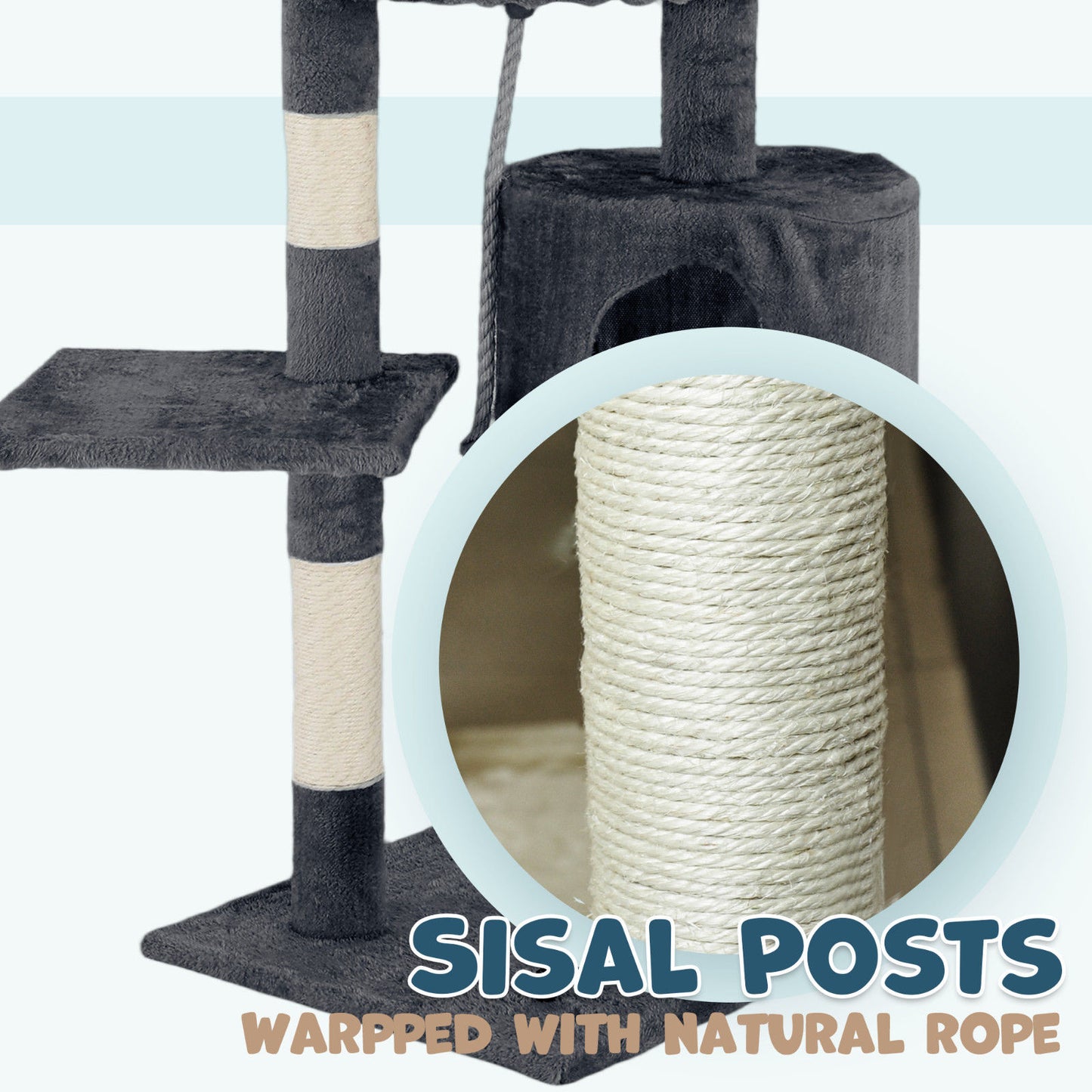 Cat Tower Tree Condo Scratching Post Dark Grey 142cm  - Image 6