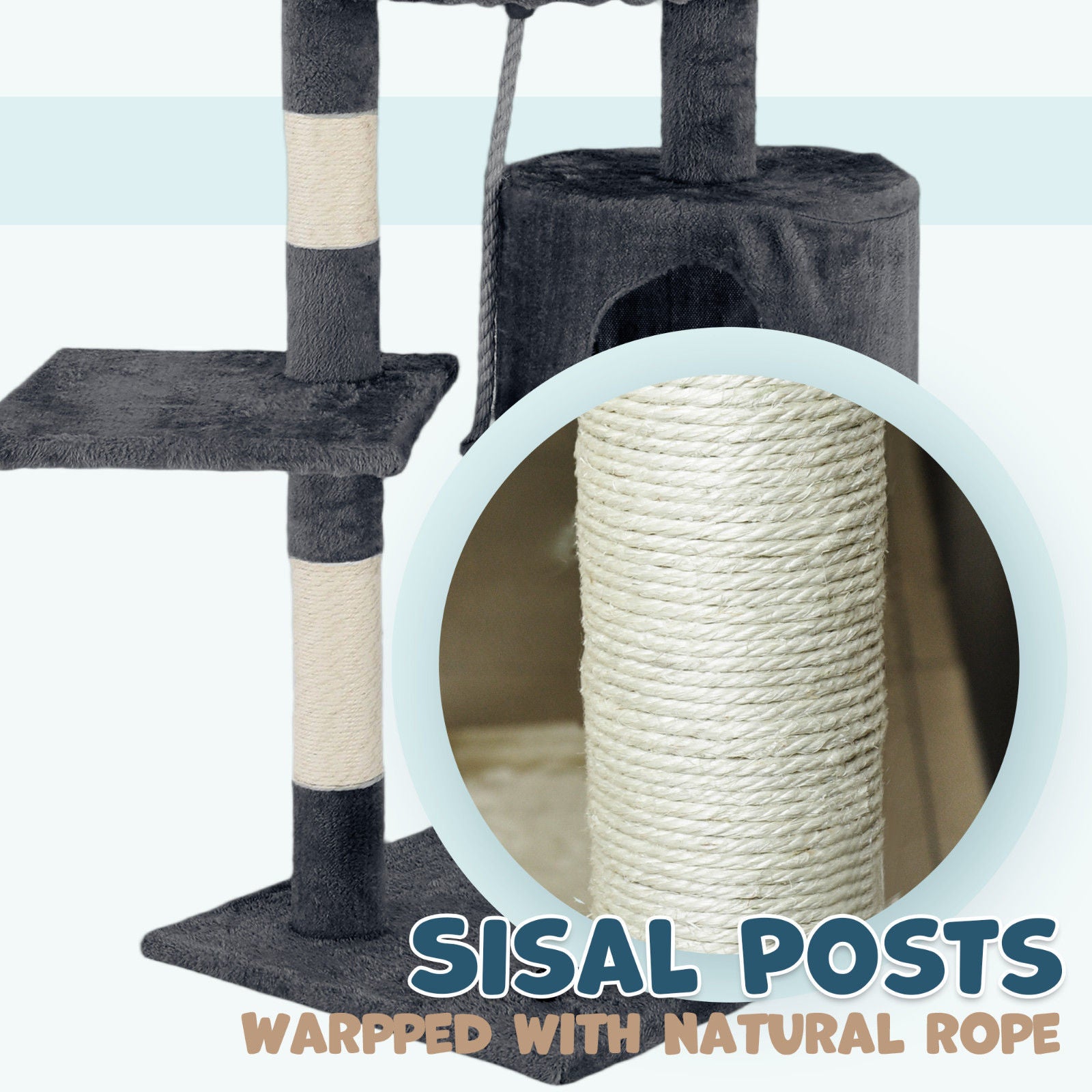 Cat Tower Tree Condo Scratching Post Dark Grey 142cm  - Image 6