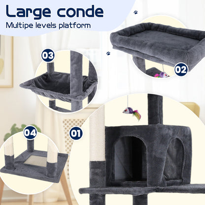 Cat Tower Tree Condo Scratching Post Dark Grey 142cm  - Image 7